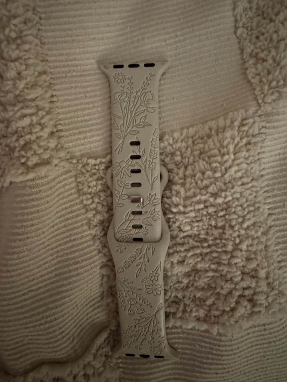 Floral Silicone Watch Band in Light Beige